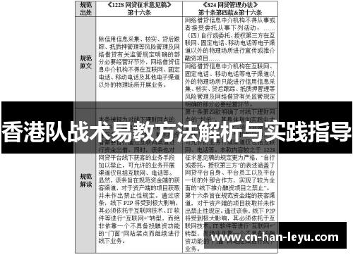 香港队战术易教方法解析与实践指导 香港队战术易教方法解析与实践指导